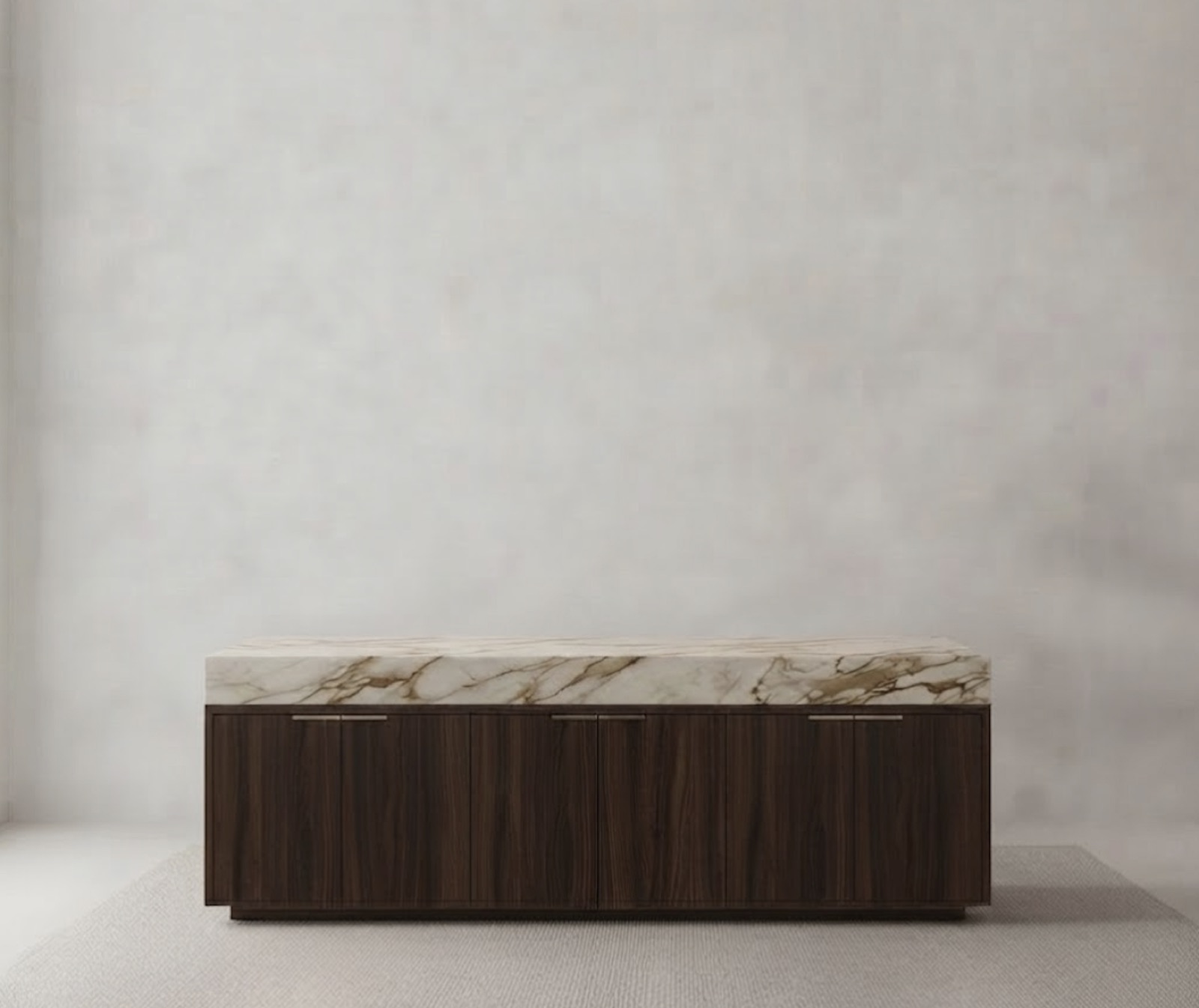 Calacatta marble / dark walnut